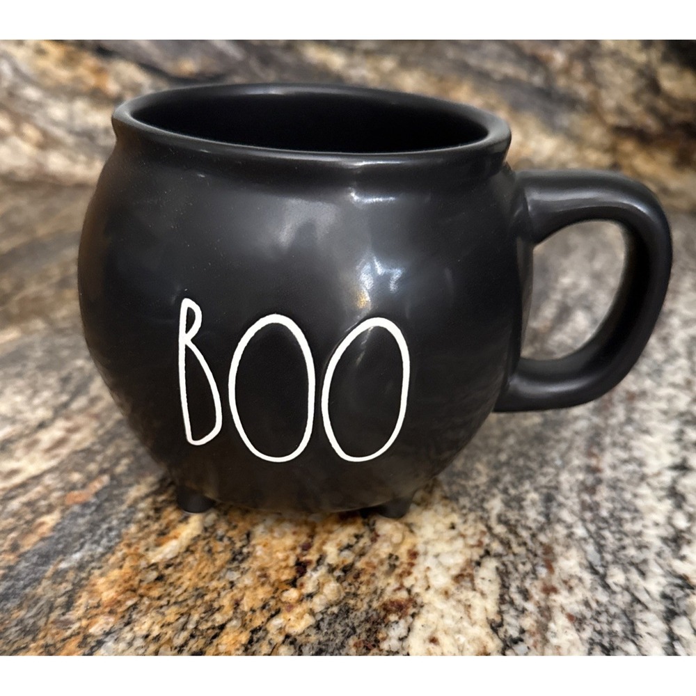 Rae Dunn‎ Black BOO Cauldron Halloween Mug NEW